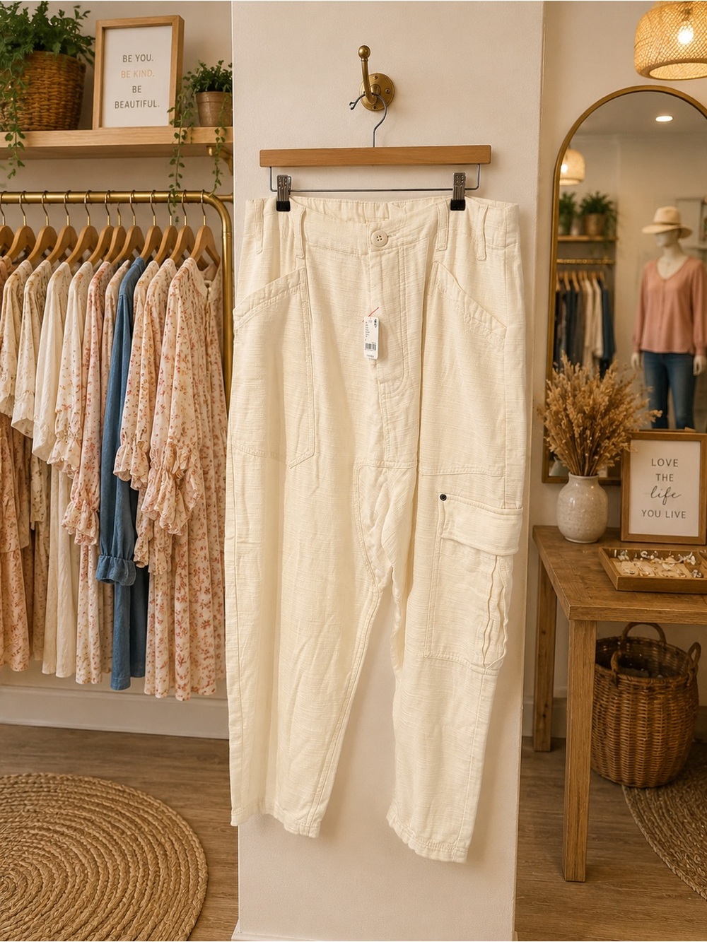 Free People Ivory Cargo Joggers